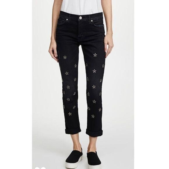 NWT Hudson Crop Relaxed Straight star Studded Jeans Size 27 - Picture 2 of 15